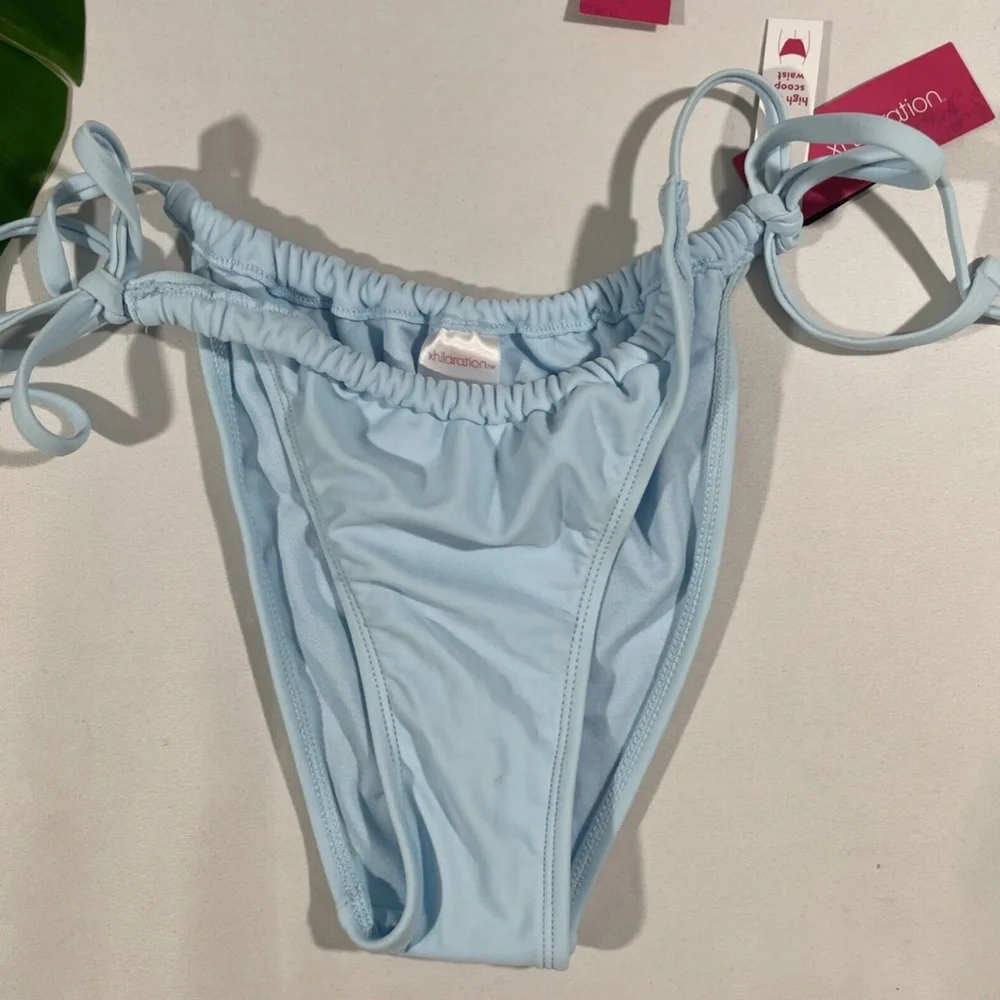 NWD Xhilaration‎ [ Medium ] Shirred Bikini Top + High Leg Bottom Light Blue